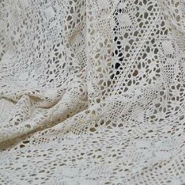 Duk, handgjord virkad bomullsbård rektangulär bordsduk Macrame, babyshowerduk, födelsedagsfest, bröllopsformell matsal, helgdagar