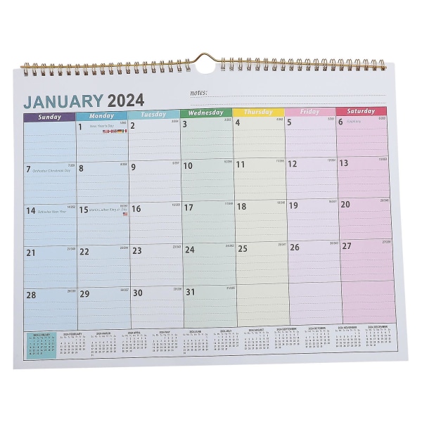 Suuri kuukausittainen seinäkalenteri kierre lähtölaskenta kalenteri seinäkalenteri aikataulusuunnitelma (38.00X30.00X0.10CM, kuten kuvassa)