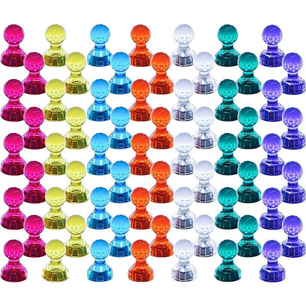 Tryckknappmagneter, 60-pack färger starka magnetiska tryckknappar, perfekta magneter för whiteboards, kylskåp, kartor och kalendrar
