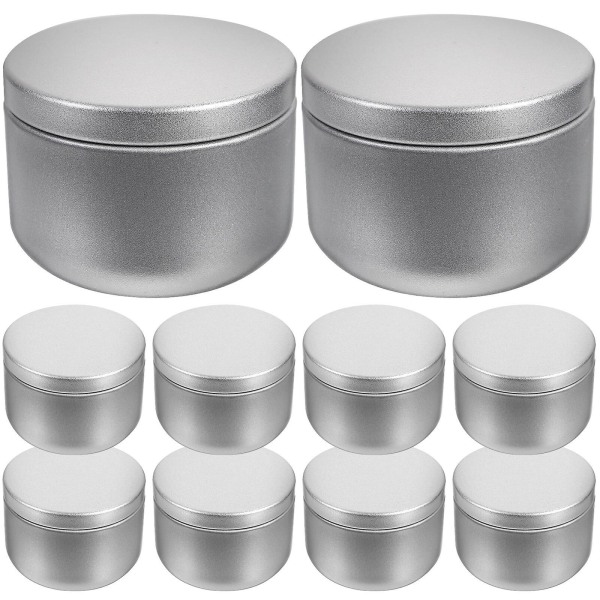 10-pack förseglade burkar i plåt, förseglade förvaringsburkar, löste, teburkar, marin förvaringshylla (5,4X5,4X4CM, silver)