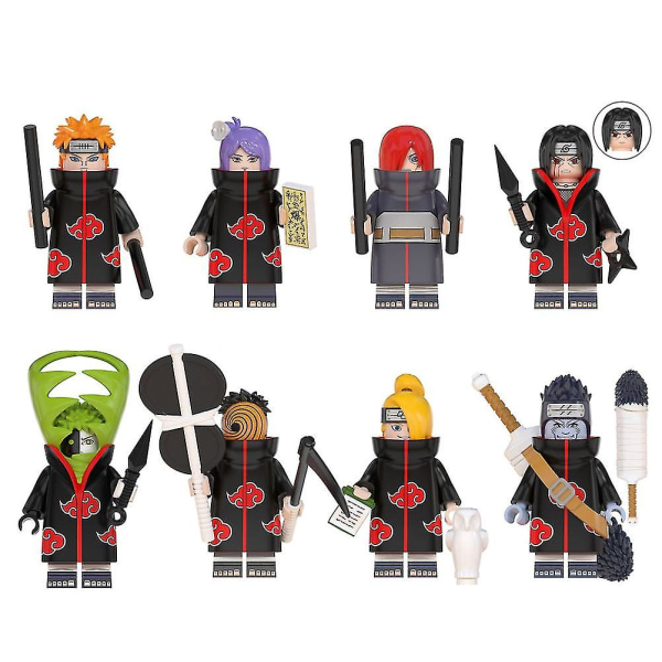 8 stk Anime Naruto Mini Action Figur Legetøj, Byggeklods Legetøj Samling Sæt til festgaver, fans Gave（formet B）