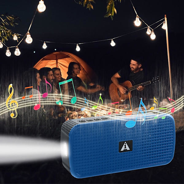 Solardriven trådlös Bluetooth-högtalare utomhus sovsal dans bil mobil bärbar ficklampa kort och USB-enhet (blå)