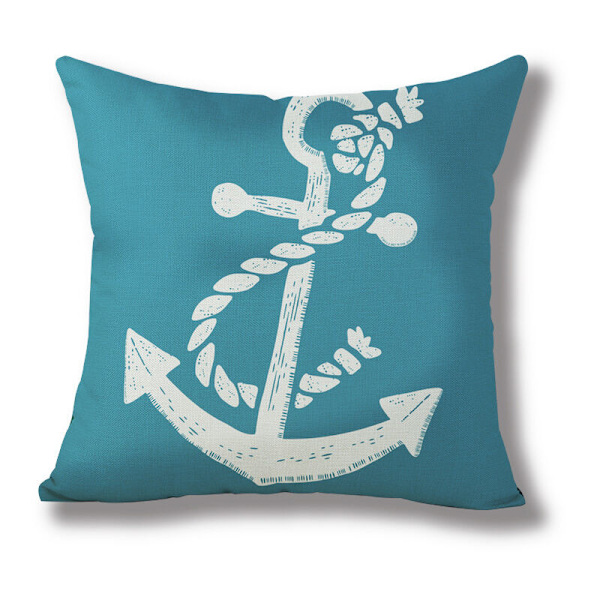 Dekorativt gammalt träkuddfodral Marint ankarmönster Kuddfodral Soffa Bil Dekoration 45×45CM (5)