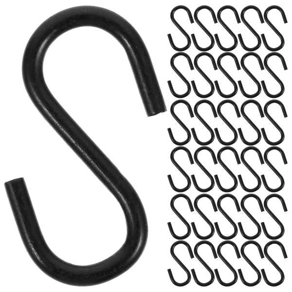 100 S-shaped hooks, kitchen hooks, iron hooks, door bag hooks, durable hooks (2.50X1.50X0.20CM, black)