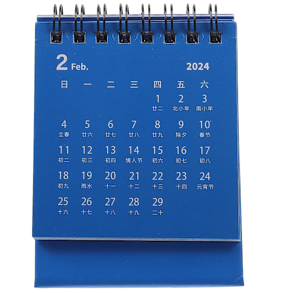 Skrivebordsminikalender, kontorkalender, minikalender 2024, skrivebordsminikalender (9,8 x 7,5 x 7 cm, blå)