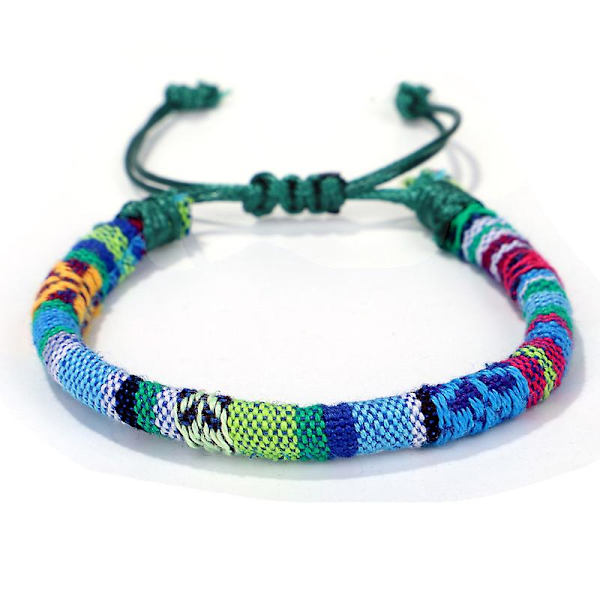 Set med 5 armband (bildfärger) för män och kvinnor - Boho-stil - Strand- och semesteraccessoarer - Handgjord - Ekologisk bomull, vattentät och A