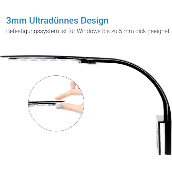 Sort Skal Led Akvarielys Lampe Klip, Ultra-tynd Akvarielampe Med Lys, 24 Led Akvarielys Hvid Og Blåt Lys