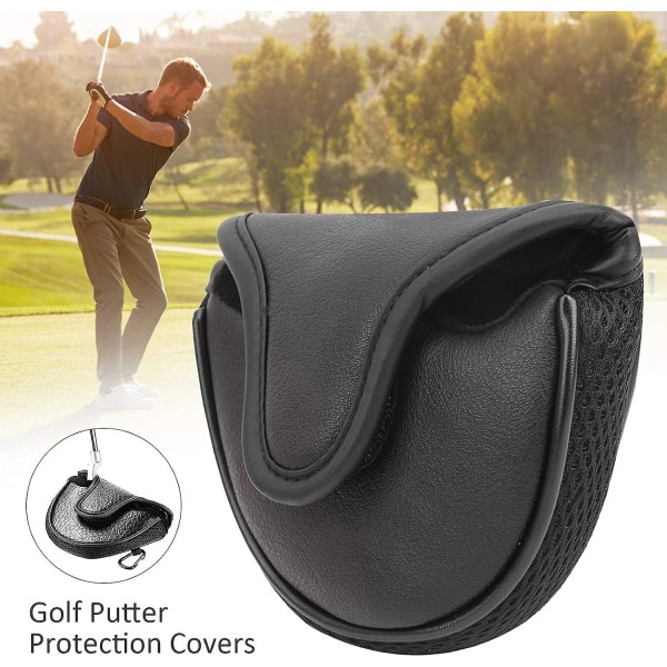 Musta - Golfputterin cover vedenpitävä pu-nahkainen golfputterin cover nylon , puolipyöreä golfputterin cover