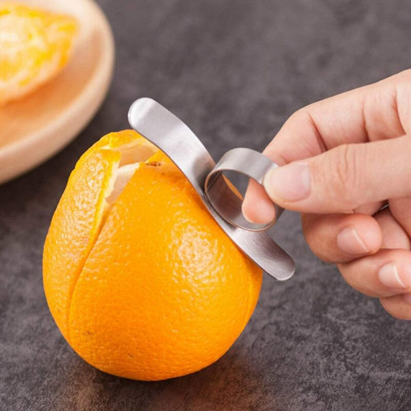 Pack Orange Peeler Ring Peel Rostfritt Stål Frukt Citrus Grapefrukt Peeler Orange Flasköppnare för Hem Kök