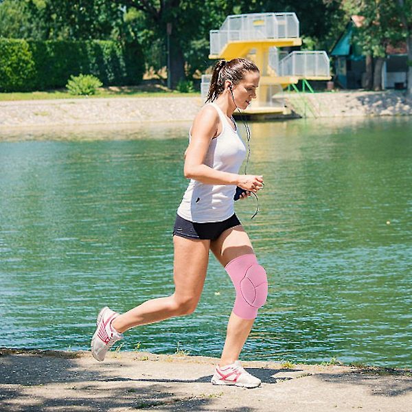 Knäskydd, Sport Knäskydd med halkfri design Andningsbart material, Anti-inflammation och cirkulation, Knäskydd för män och kvinnor (Rosa-S Kod)