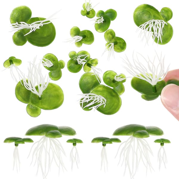 Pack/36 PCS Simulerad Andmat Växt Dekorativ Plast Rot Vattenväxt (Grön) (2.5X2.5cm, Grön)