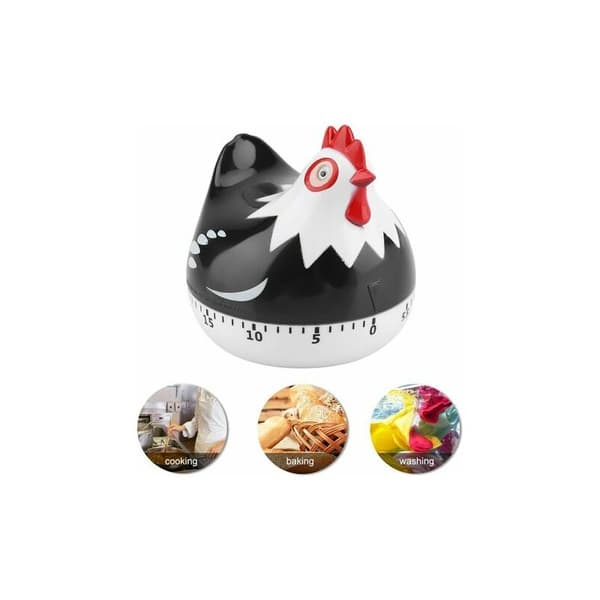 Cartoon Chick Timer Höns Timer Cartoon Timer Kök Timer Idé, Kan Användas För Att Lära Sig Timing, Svart