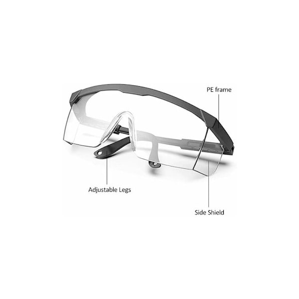 Skyddsglasögon, 4 stycken klara justerbara skyddsglasögon Säkerhetsglasögon UV-skydd Anti-imma Full Vision Glasögon för trädgårdsarbete
