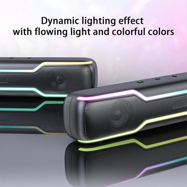Skrivbord Trådlös RGB Ljusljudfält Liten Högtalare Utomhus Hem Bluetooth Högtalare（Svart）