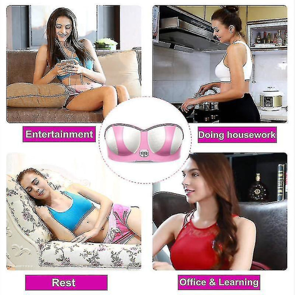 Elektrisk brystforstørrelsesmassasjeapparat Brystforsterker Booster Oppvarmet bryststimulator（Plug inn, rosa）