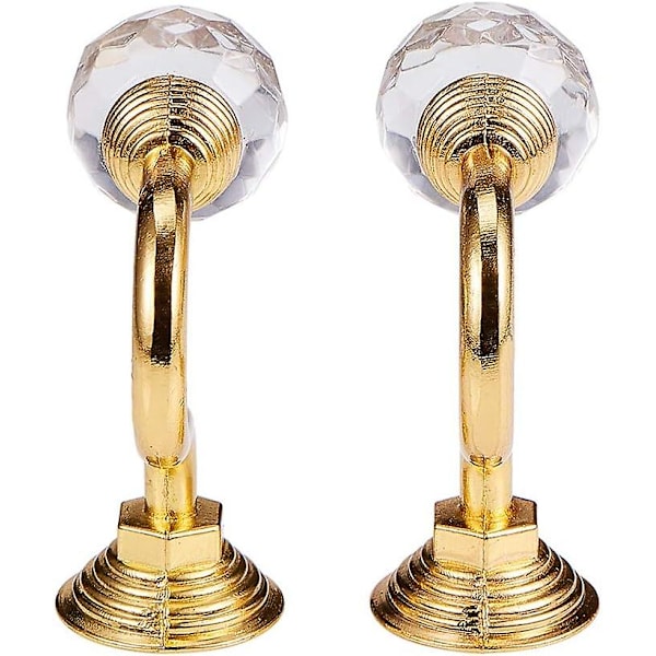 4 st kristallgardinbindningar, väggmonterade, multifunktionskrok, väggkrok med skruvar, guld