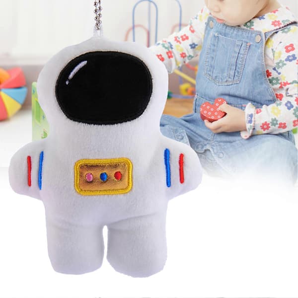 Docka Hänge Söt Form Samlarobjekt Plysch Astronaut Docka Nyckelring för Barnens Dag（Vit）