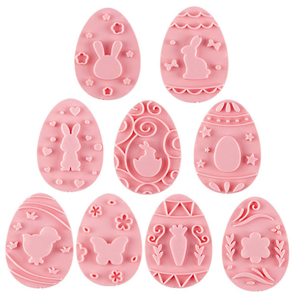 9 stk. kageform påskebageform DIY påske kageform dessert bageform kageform (6X4.3X2CM, pink)
