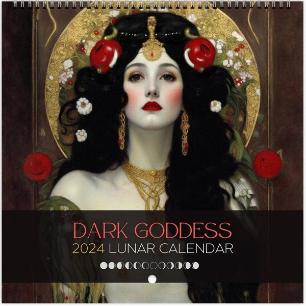 Dark Goddess 2024 -kalenteri, seinäkalenteri kuukausittainen riippukalenteri kotitoimistoon, upouusi