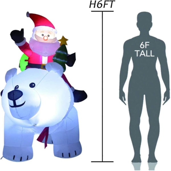 Uppblåsbar jultomte, fleecebjörnsdekoration utomhus inomhus uppblåsbar jul uppblåsbar jul uppblåsbar docka använd varje dag, 2m,-