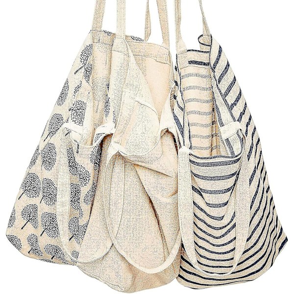 3-pack bomullskassar för matvaror, 15 x 16,5 x 3,5 tum