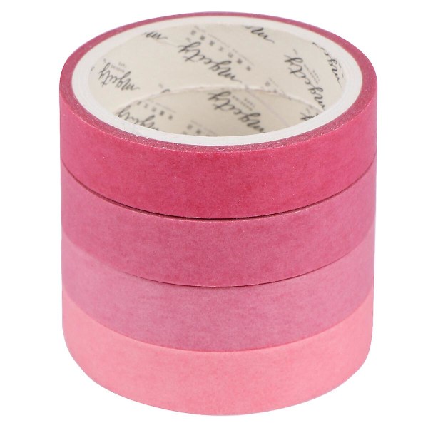 12 ruller DIY-dekorativt papirtape-emballasjeklistremerker Maskeringstape for utklippsbokhåndverksjournal (rosa) (300.00X0.90X0.01CM, rosa)