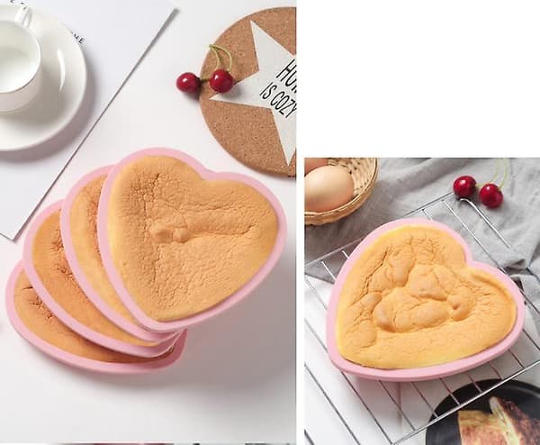 Lagkageform Sæt Rund Og Hjerte Kageforme Silikoneform Non-Stick Silikone Kage Bageform (Sæt med 4)
