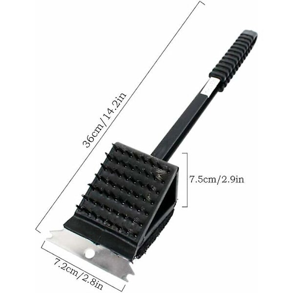 Grillbørste med skrape 36X7.2cm Svart