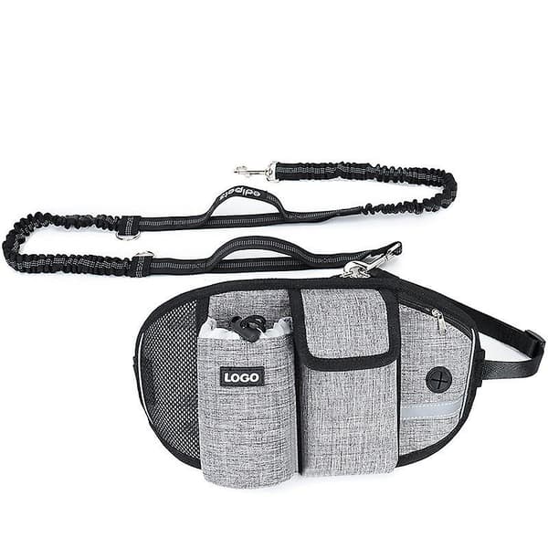 Hundträningskoppel midjeväska handsfree utomhus（Grå set）