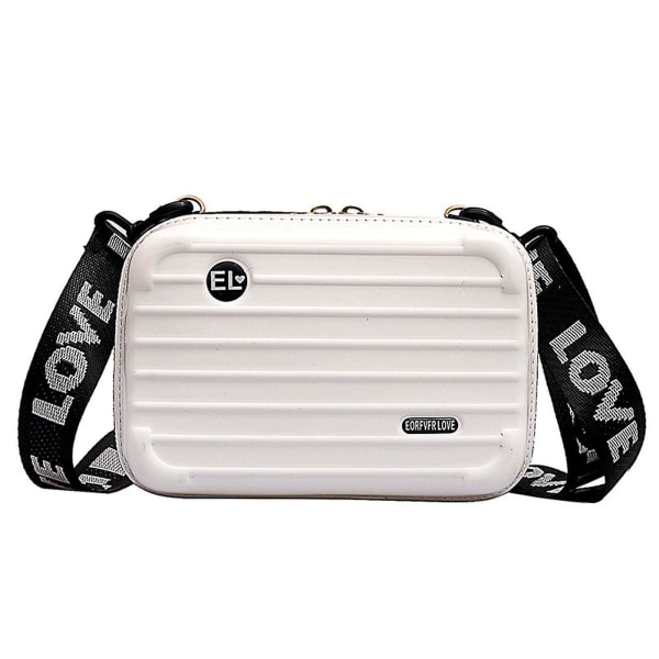 Hard Shell Cosmetic Bag Women Mini Suitcase Shape Crossbody Bag Shoulder Bag（White）