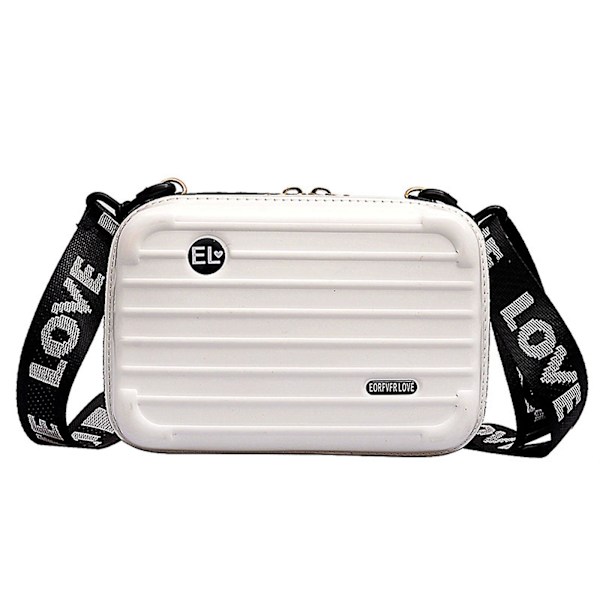 Hard Shell Kosmetikkveske Kvinner Mini Koffertform Skulder Bag Veske（Hvit）