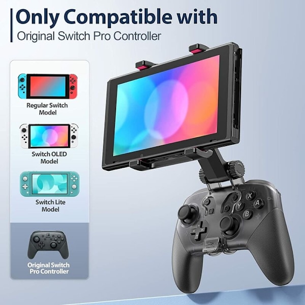 Switch Pro Controller-hållare för Switch Regular/OD/Lite, 360° fri rotationsklämma för Nintendo Switch