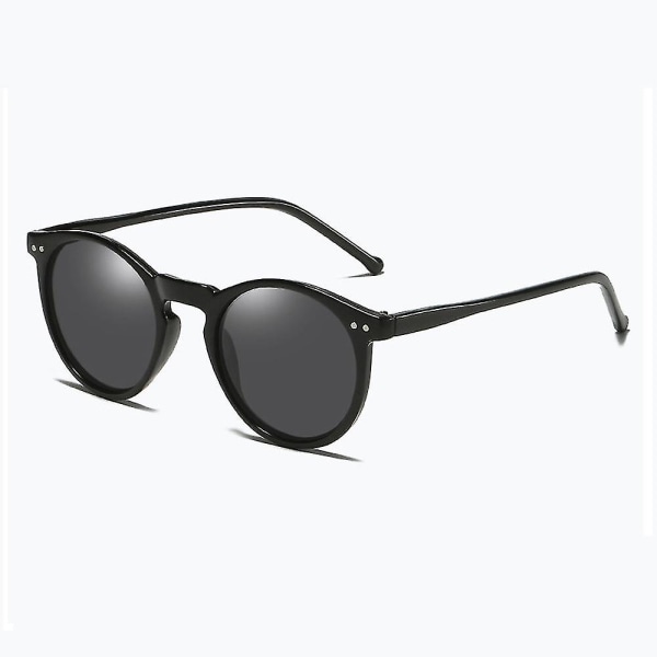 2023 Polariseret Solbriller Mænd Kvinder Mærke Designer Retro Runde Solbriller Vintage Mand Kvinde Briller Uv400 Oculos-xmd（C1 Sort-Sort）