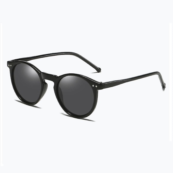 2023 Polarized Solglasögon Herr Dam Märke Designer Retro Runda Solglasögon Vintage Man Kvinnliga Glasögon Uv400 Oculos-xmd（C1 Svart-Svart）