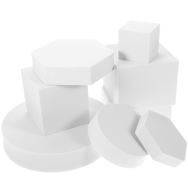 8 pieces of geometric cube photo props, cosmetic photo props, craft geometric jewelry props (18.00X18.00X3.50CM, white)