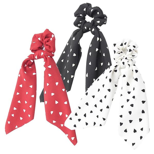 3 st elastiska hårband Chiffon Ponytail Ponytail Scarf (44X8cm, Flerfärgad)
