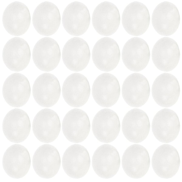 30 imiterede æg påske DIY håndmalet ægdekoration æg model til børn (5,5X4,5CM, hvid)