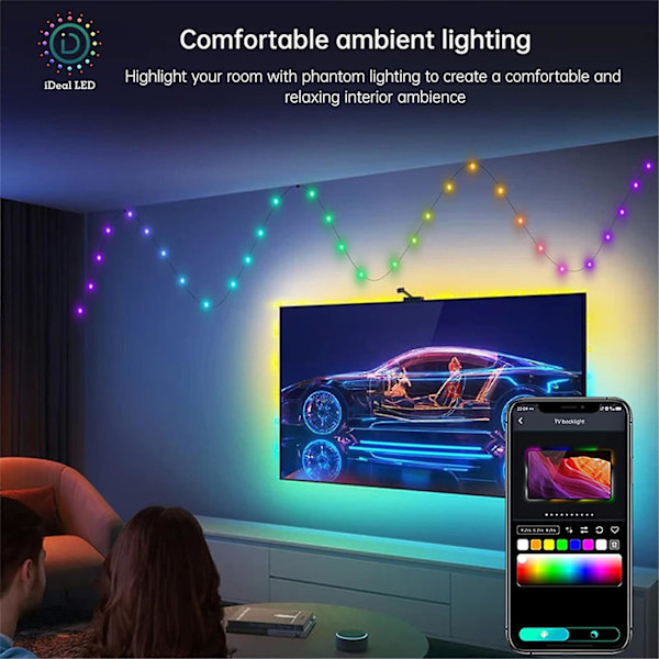 LED-slinga RGB-färg intelligent APP kan DIY inredning röststyrning slinga（A）