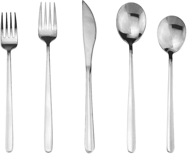 Silver Silverware Set, 5-delad 304 Rostfritt Stål Bestick Set