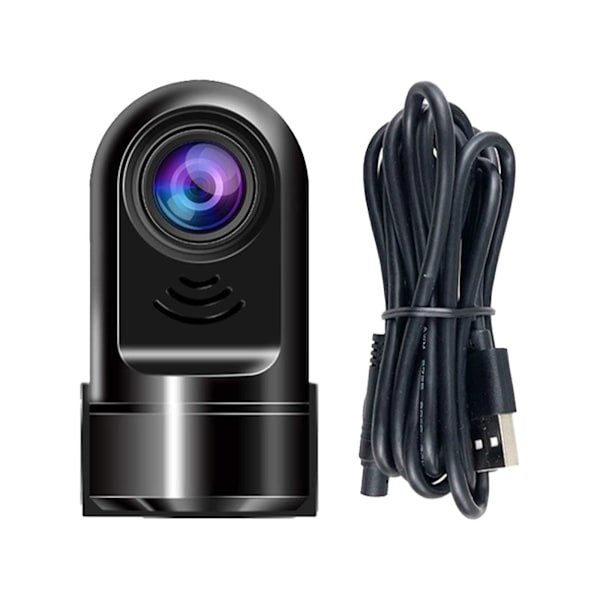 1080P HD 360 roterande Mini ADAS Dashcam HD Night Vision Realistisk USB Dashcam（Svart）
