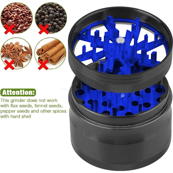 Pollen Crusher 4 Delars Grinder Blixtdesign Aluminiumbandsskrapa för Kryddor, Örter, Kryddor