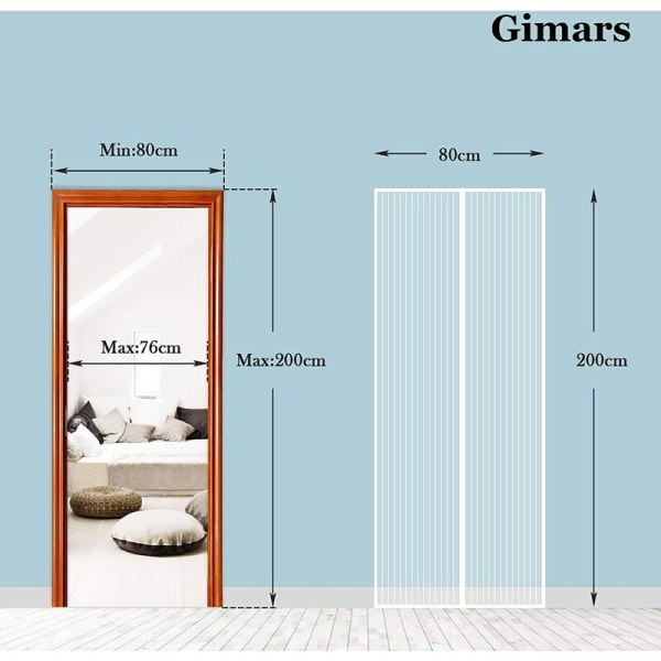 80x200CM Magnetisk Myggnät Dörr Anti Myggnät Mesh Gardin