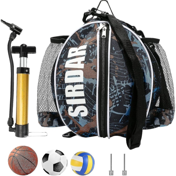 Basketbollryggsäck med bollpump 2 nålar, storlek 7/29,5\" basketbollväska