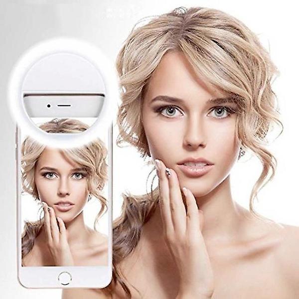 Vaaleanpunainen selfie-valo LED Samsung Galaxy Sony ja muille älypuhelimille Selfie-klipsivalo Ladattava himmennettävä klipsirengasvalot Sovellusvalaistus