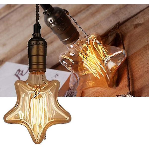 Edison-lampe Retro glødepære E27 i stjerneform (2700k varmt hvitt) Hy