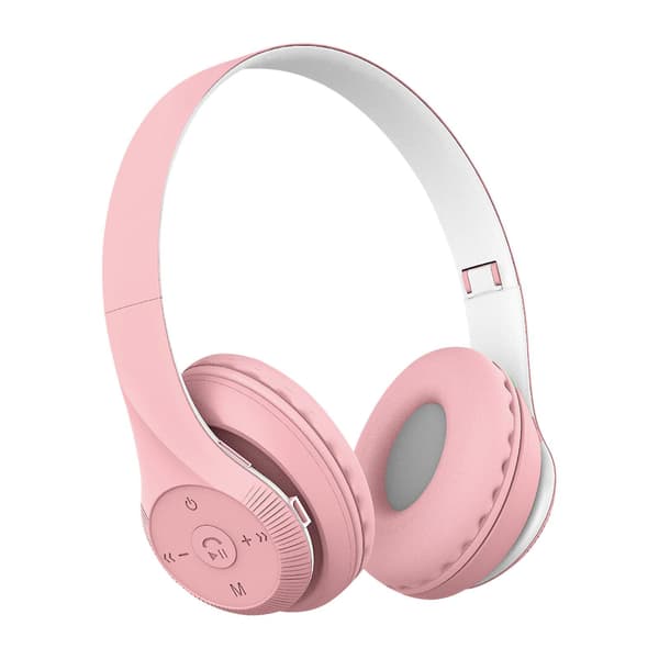 Trådlöst Bluetooth-headset som kan vikas ihop, hopfällbart sport- och spelheadset（Rosa）