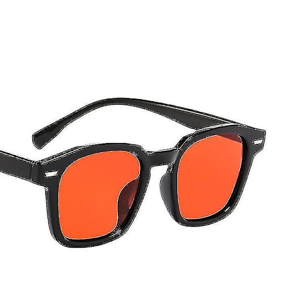 Retro Solbriller Mote Personlighet Ris Spiker Kvadrat Solbriller-lyse Svart Og Røde Linser
