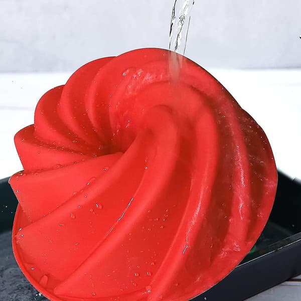 2-pack silikonformar för bundtkaka, räfflade formar för bakning av jello, 9,5 tum, non-stick