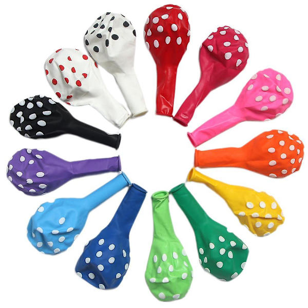 Polka Dot-ballonger, 12-tums latexballonger, blandade färger, perfekta för dekoration av födelsedagsfester, julfester och festtillbehör (färgblandning)
