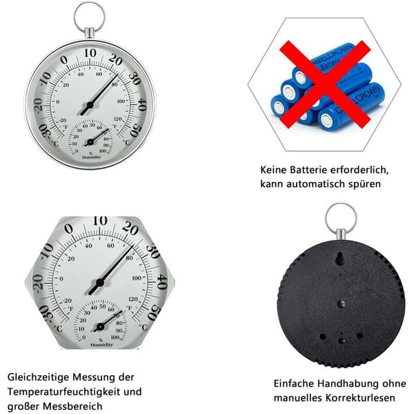 Utomhustermometer - 10 cm trådlös väggtermometer och hygrometer